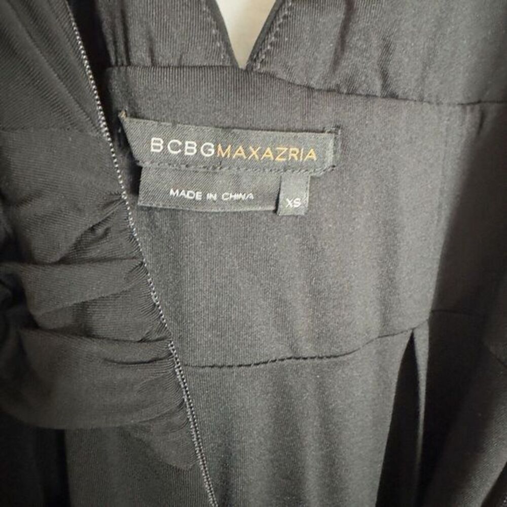 BCBGMAXAZRIA Black Ruched Maxi Dress Gown XS Jersey Ruched Formal Black Tie LBD - Picture 8 of 14